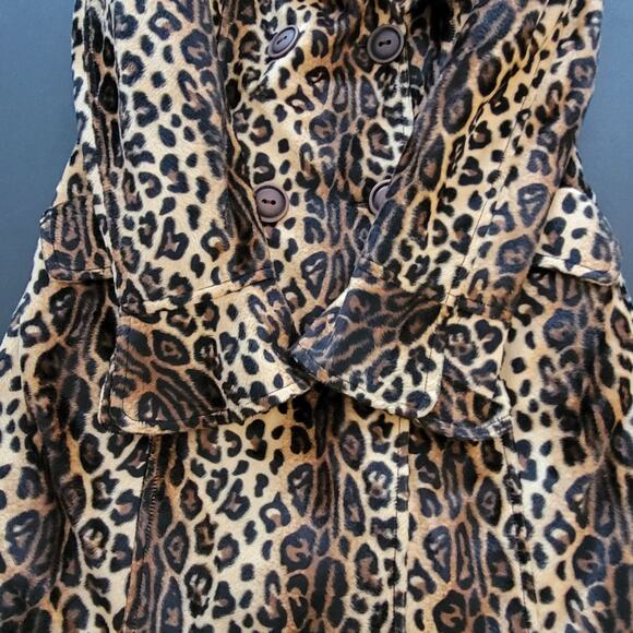 Vintage Leopard Print Faux Fur Coat Mid Length Double Breasted Y Apparel USA - Picture 6 of 14
